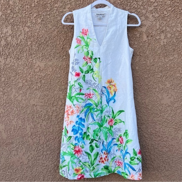 Tommy Bahama Tambay Trellis Linen‎ Blend Sleeveless Shift Dress Size XS - Picture 1 of 17